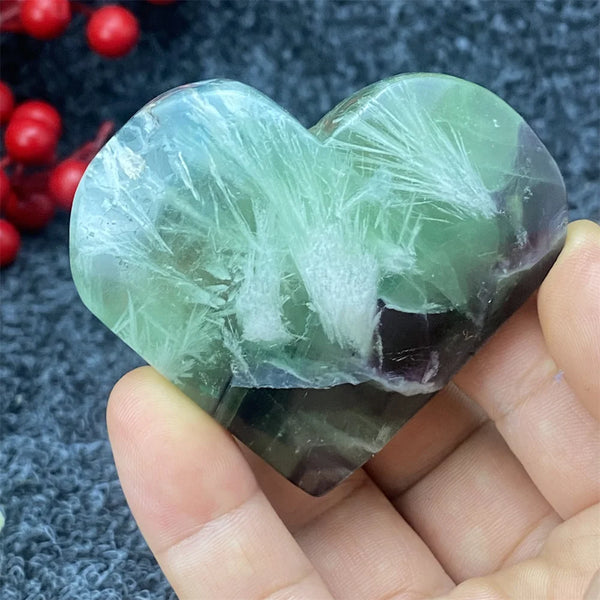 Green Feather Fluorite Heart-ToShay.org