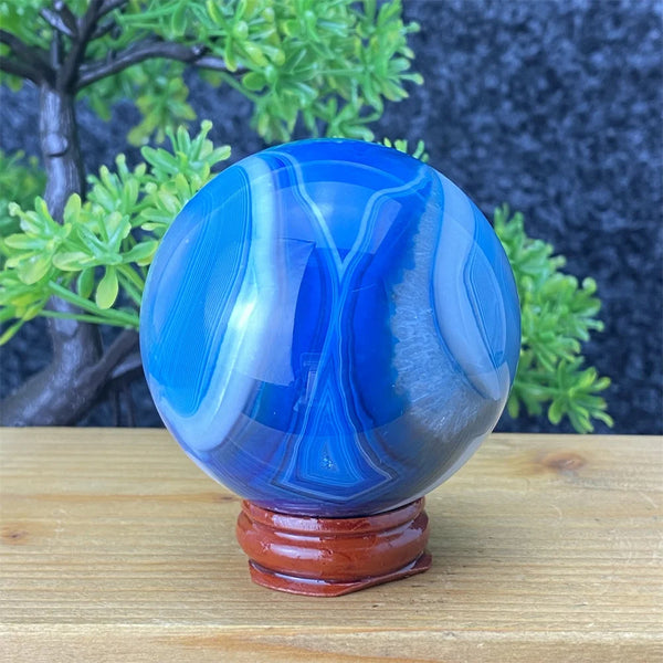 Blue Silk Agate Ball-ToShay.org