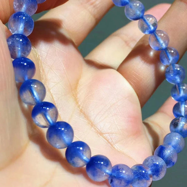 Blue Dumortierite Rutilated Bracelet-ToShay.org
