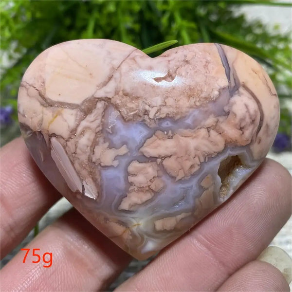 Pink Flower Agate Heart-ToShay.org