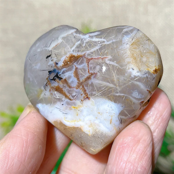 Yellow Hair Agate Heart-ToShay.org