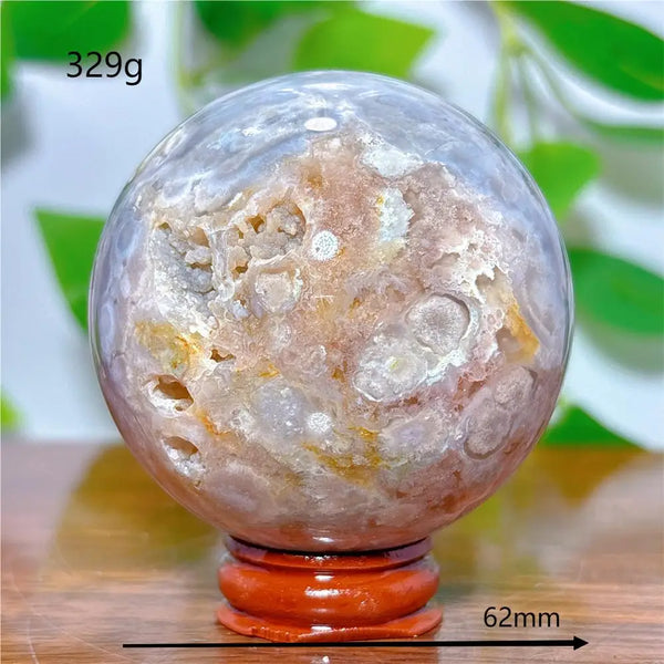 Pink Flower Agate Ball-ToShay.org