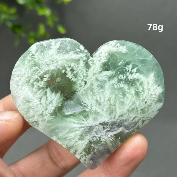 Green Feather Fluorite Heart-ToShay.org