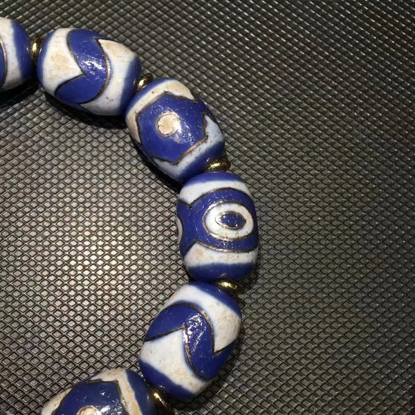 Blue Duobao Dzi Bracelet-ToShay.org