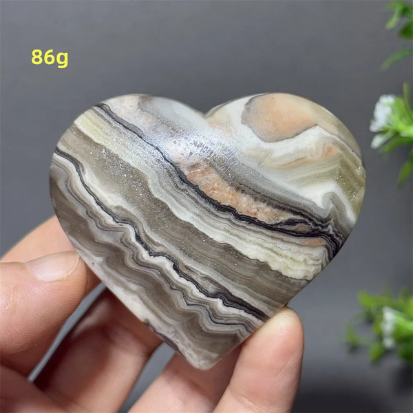 Black Yellow Stripe Calcite Heart-ToShay.org