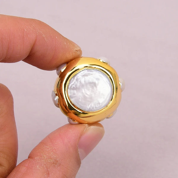 White Pearl Bezel Beads-ToShay.org