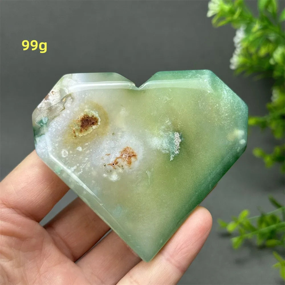 Green Cherry Blossom Agate Heart-ToShay.org