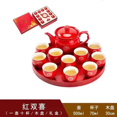 Red Porcelain Tea Set-ToShay.org