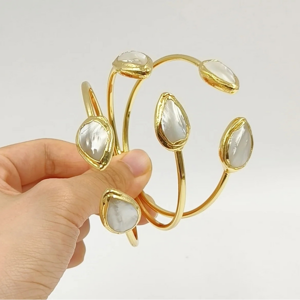 White Shell Cuff Bracelet-ToShay.org