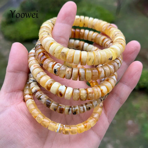 Yellow Amber Bead Bracelets-ToShay.org