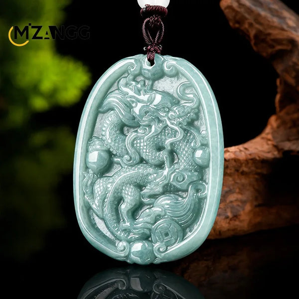Blue Jadeite Dragon Pendant-ToShay.org