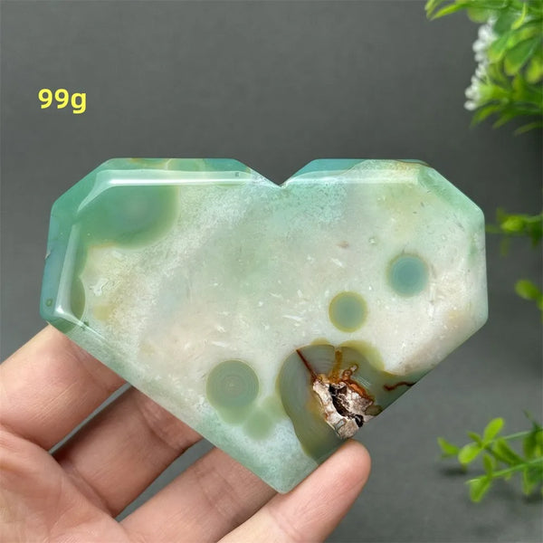 Green Cherry Blossom Agate Heart-ToShay.org
