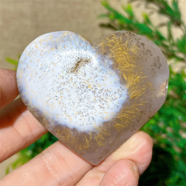 Yellow Hair Agate Heart-ToShay.org