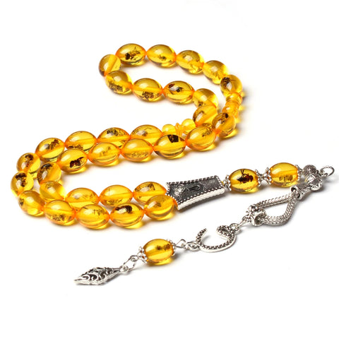 Yellow Amber Insect Prayer Beads-ToShay.org