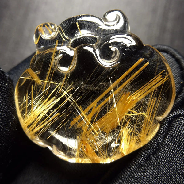 Gold Rutilated Quartz Pendant-ToShay.org