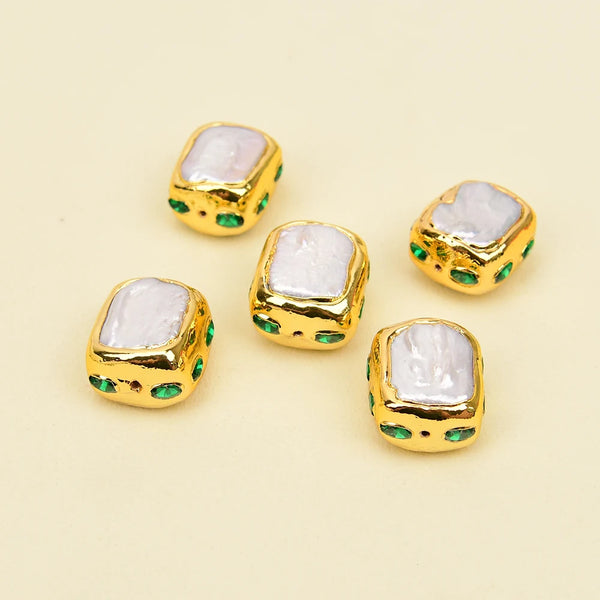 White Pearl Bezel Beads-ToShay.org