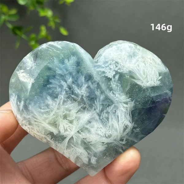 Green Feather Fluorite Heart-ToShay.org