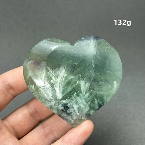 Green Feather Fluorite Heart-ToShay.org