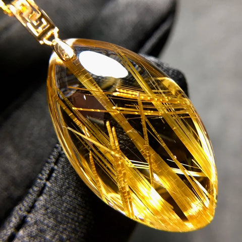 Gold Rutilated Quartz Pendant-ToShay.org