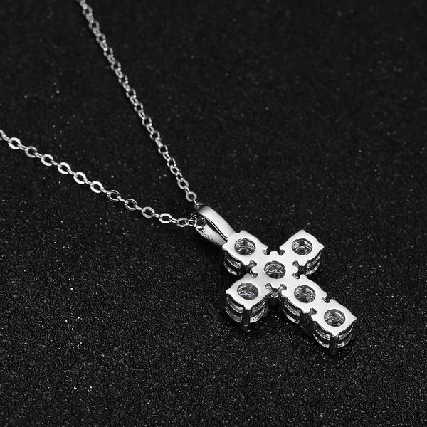 Silver Diamond Cross Pendant-ToShay.org