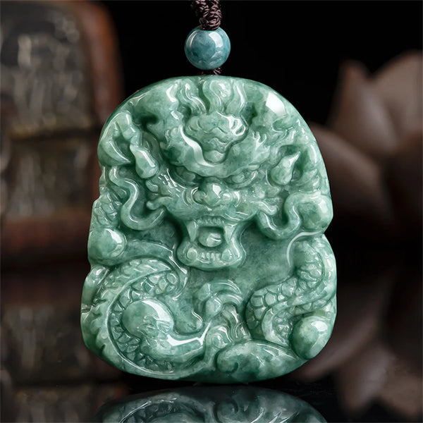 Green Jadeite Dragon Pendant-ToShay.org