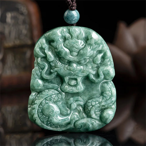 Green Jadeite Dragon Pendant-ToShay.org