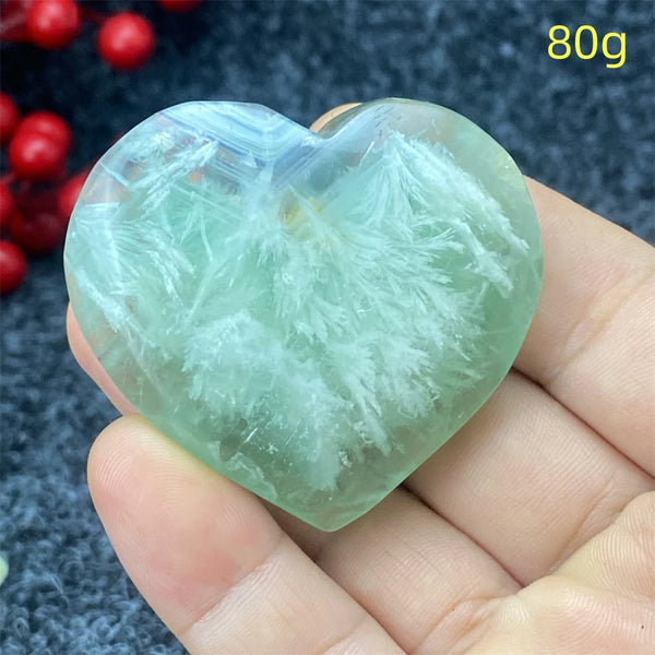 Green Feather Fluorite Heart-ToShay.org