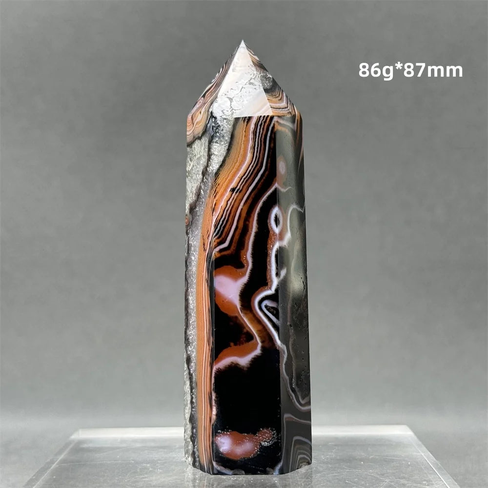 Black Red Striped Agate Wand-ToShay.org