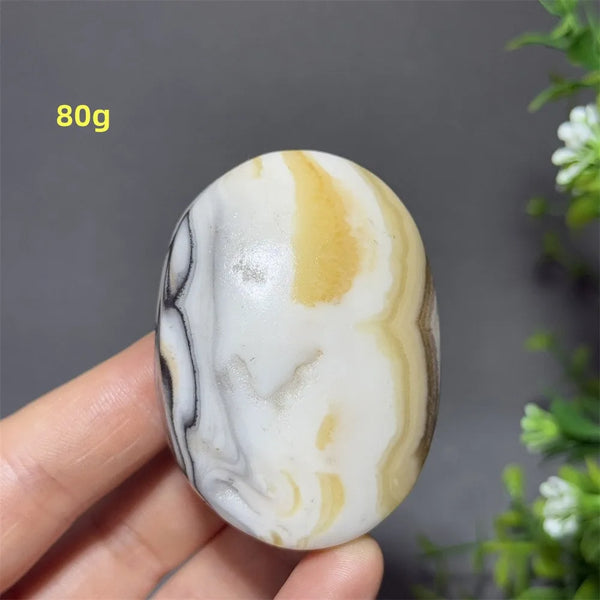 Grey Striped Calcite Palm Stone-ToShay.org