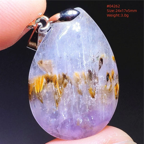 Purple Rutilated Auralite Pendant-ToShay.org