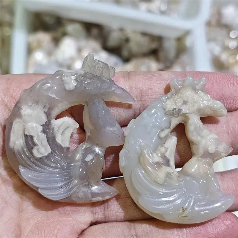 Pink Flower Agate Moon Fox-ToShay.org