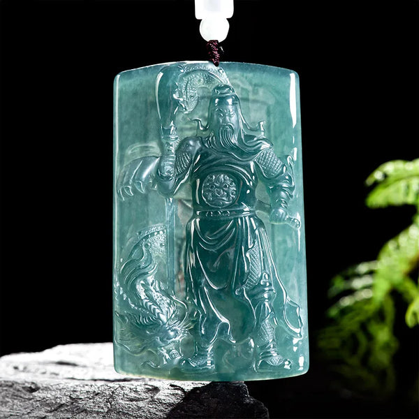 Blue Jade Guan Gong Pendant-ToShay.org