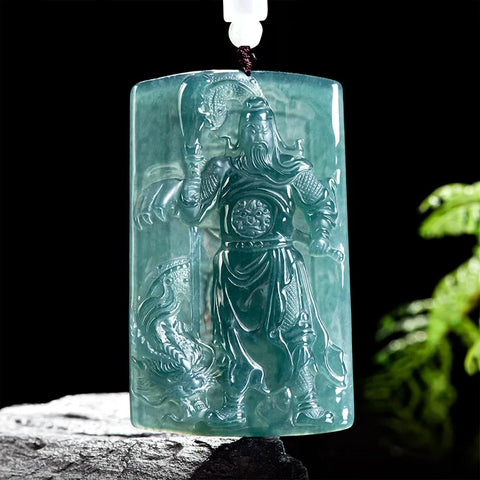 Blue Jade Guan Gong Pendant-ToShay.org