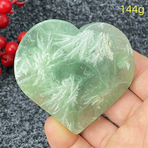 Green Feather Fluorite Heart-ToShay.org