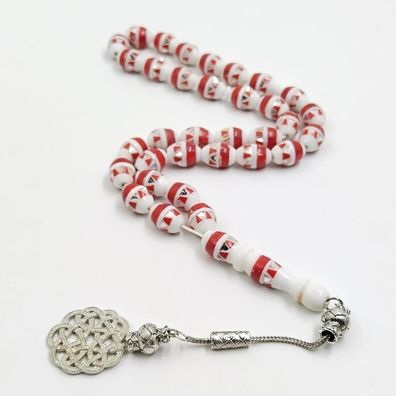 Red White Bone Tasbih-ToShay.org