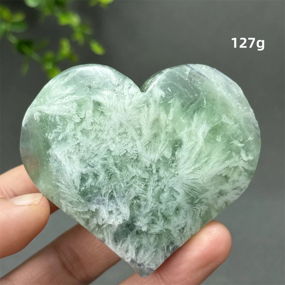 Green Feather Fluorite Heart-ToShay.org