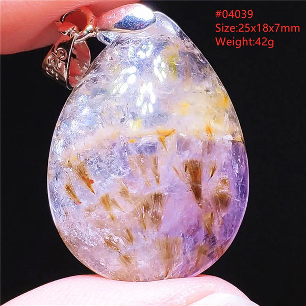 Purple Rutilated Auralite Pendant-ToShay.org