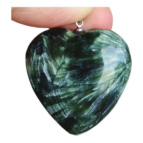 Green Seraphinite Heart Pendant-ToShay.org