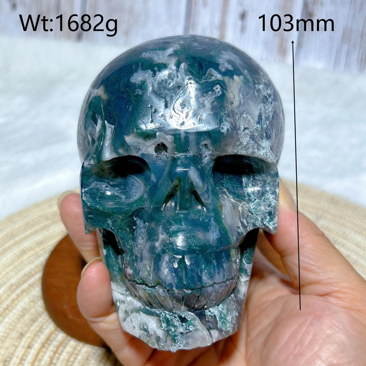 Green Moss Agate Skull-ToShay.org