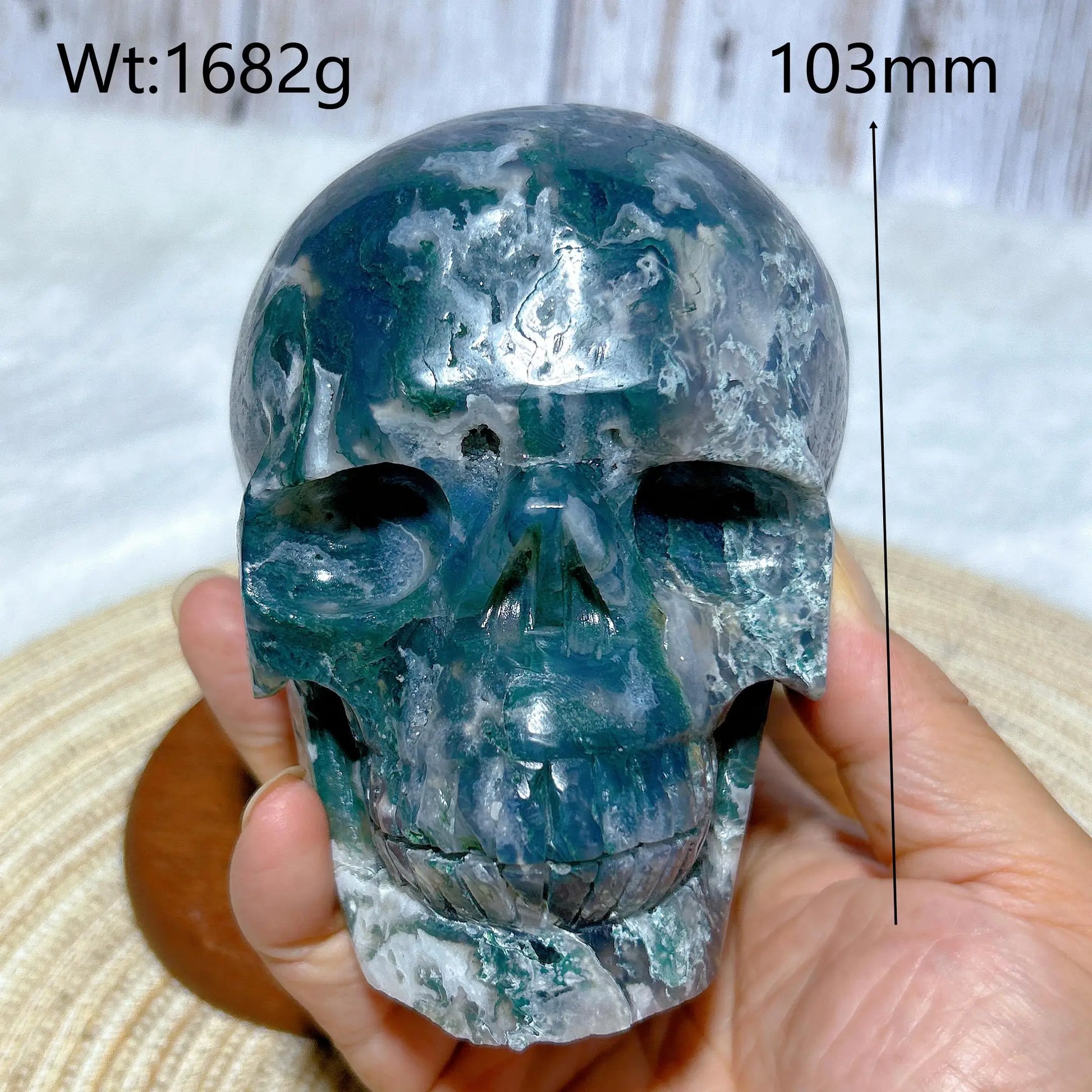 Green Moss Agate Skull-ToShay.org