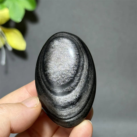 Silver Obsidian Palm Stone-ToShay.org