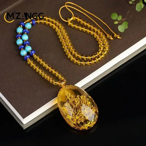 Gold Amber Buddha Pendant-ToShay.org