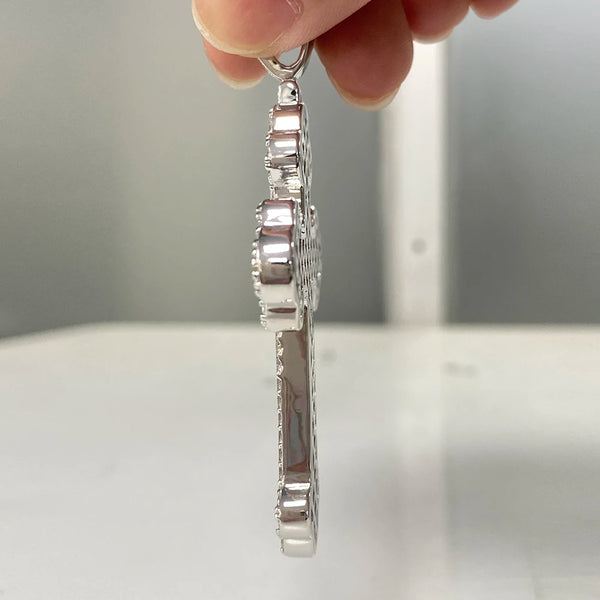 Silver Diamond Cross Pendant-ToShay.org