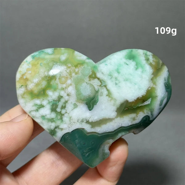 Green Sakura Agate Heart-ToShay.org