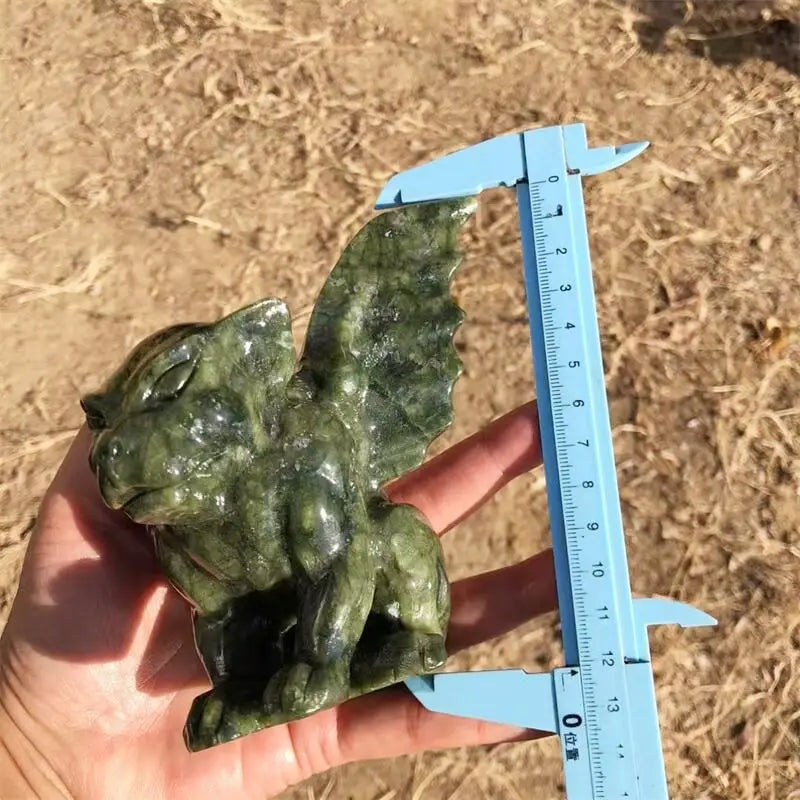 Natural Ophiolite Gargoyle Carving Healing Crystals Feng Shui Aesthetic Room Decor Reiki Holiday Gift 1pcs-ToShay.org