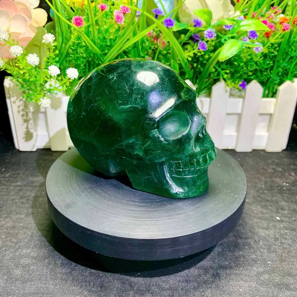 1PC Natural Green Fluorite Skull Energy Divination Crystal Carving Meditation Healing Furniture Decoration Collection Festival-ToShay.org