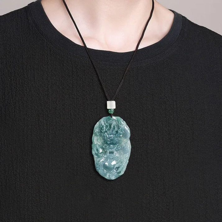 Blue Jade Dragon Pendant-ToShay.org