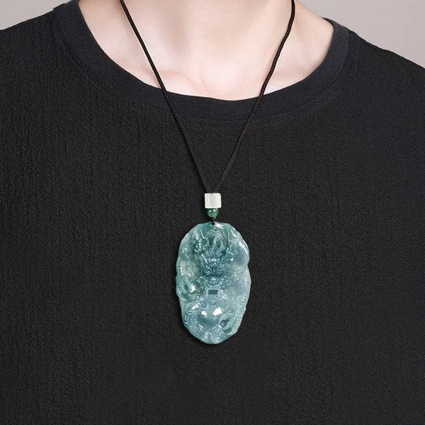Blue Jade Dragon Pendant-ToShay.org