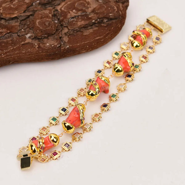 Orange Coral Crystal Bracelet-ToShay.org