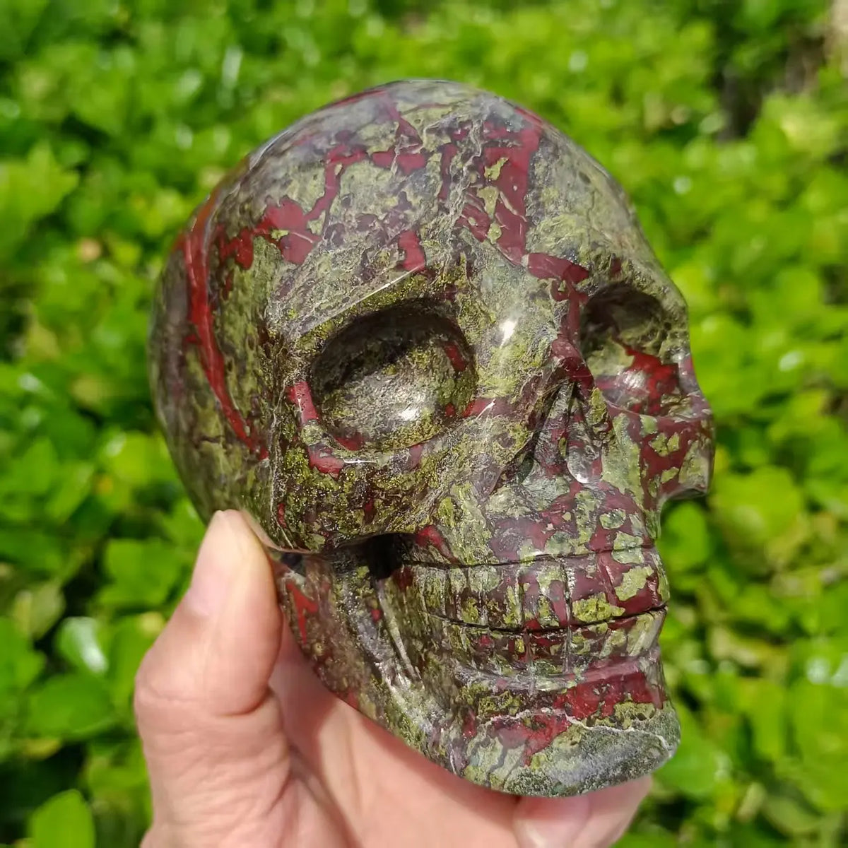 Green Dragon Blood Stone Skull-ToShay.org